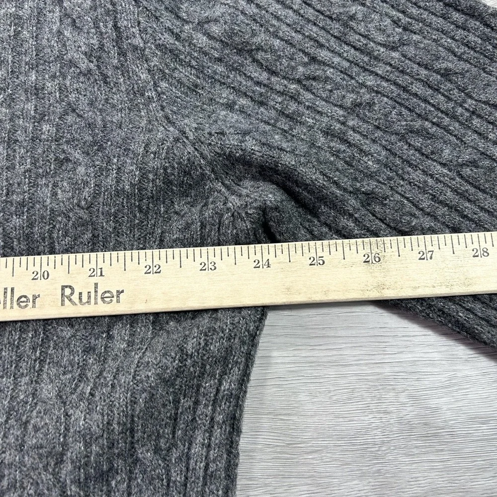 J.Crew Sweater Mens Large Gray Lambswool Blend Cable Knit Crewneck Pullover